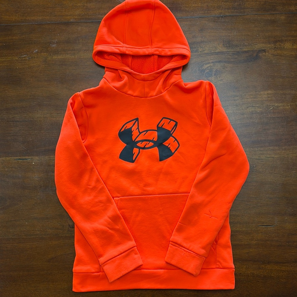 Under Armour Bright Orange Hooded Sweatshirt Youth Medium - Boys or Girls